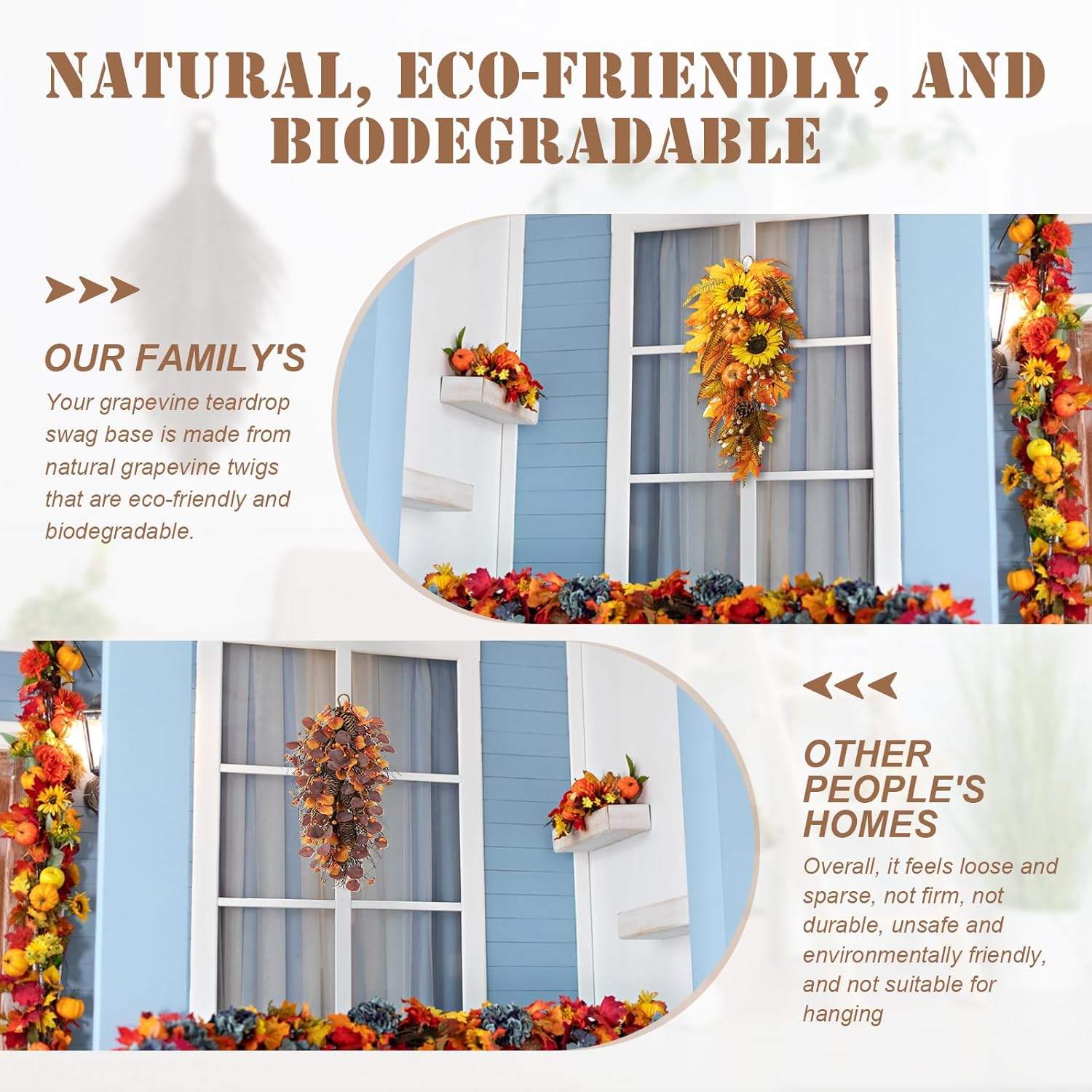Grapevine Teardrop Swag Base 2 Pack for DIY Decor