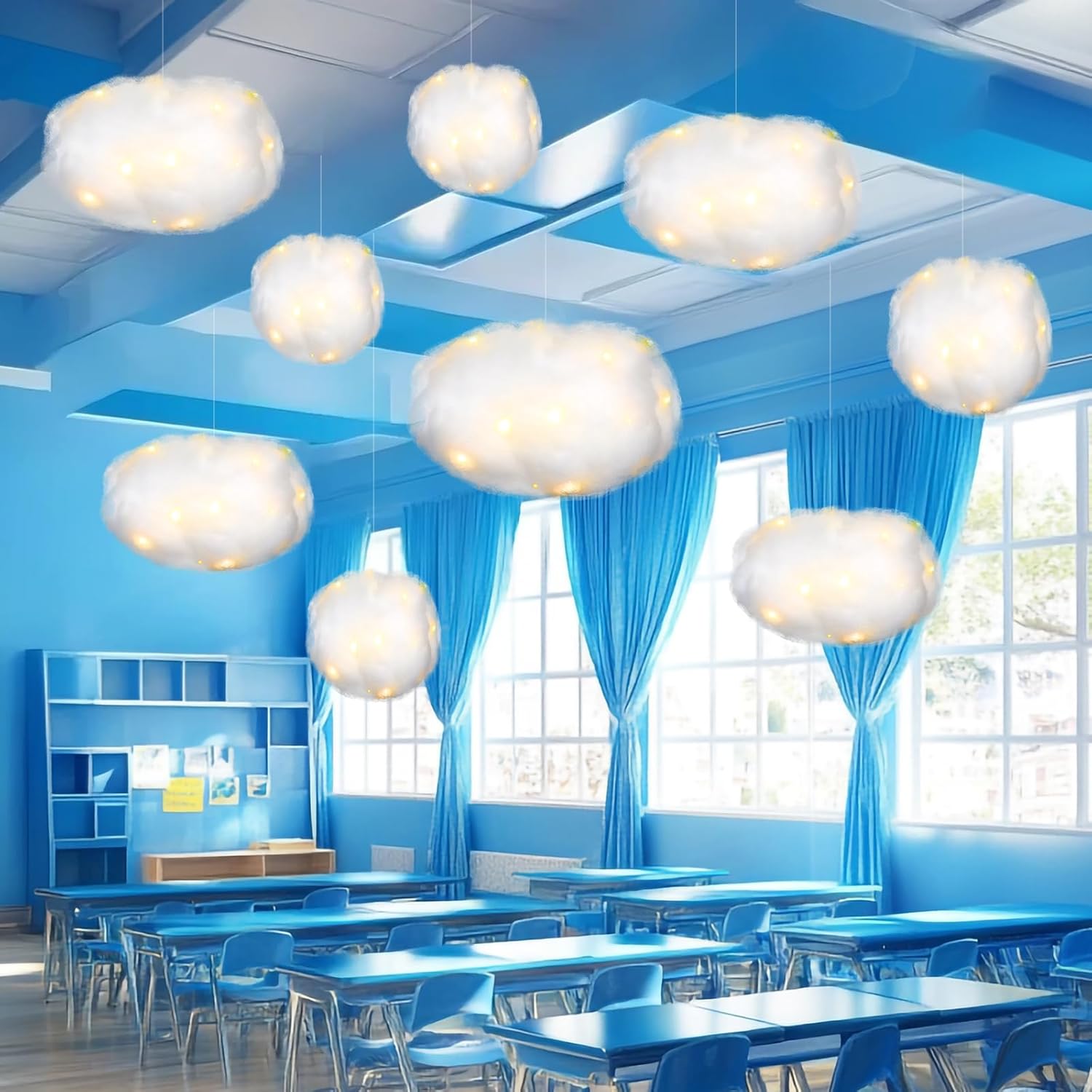 Tatuo 6 Pcs LED Cloud Hanging Decorations for Home