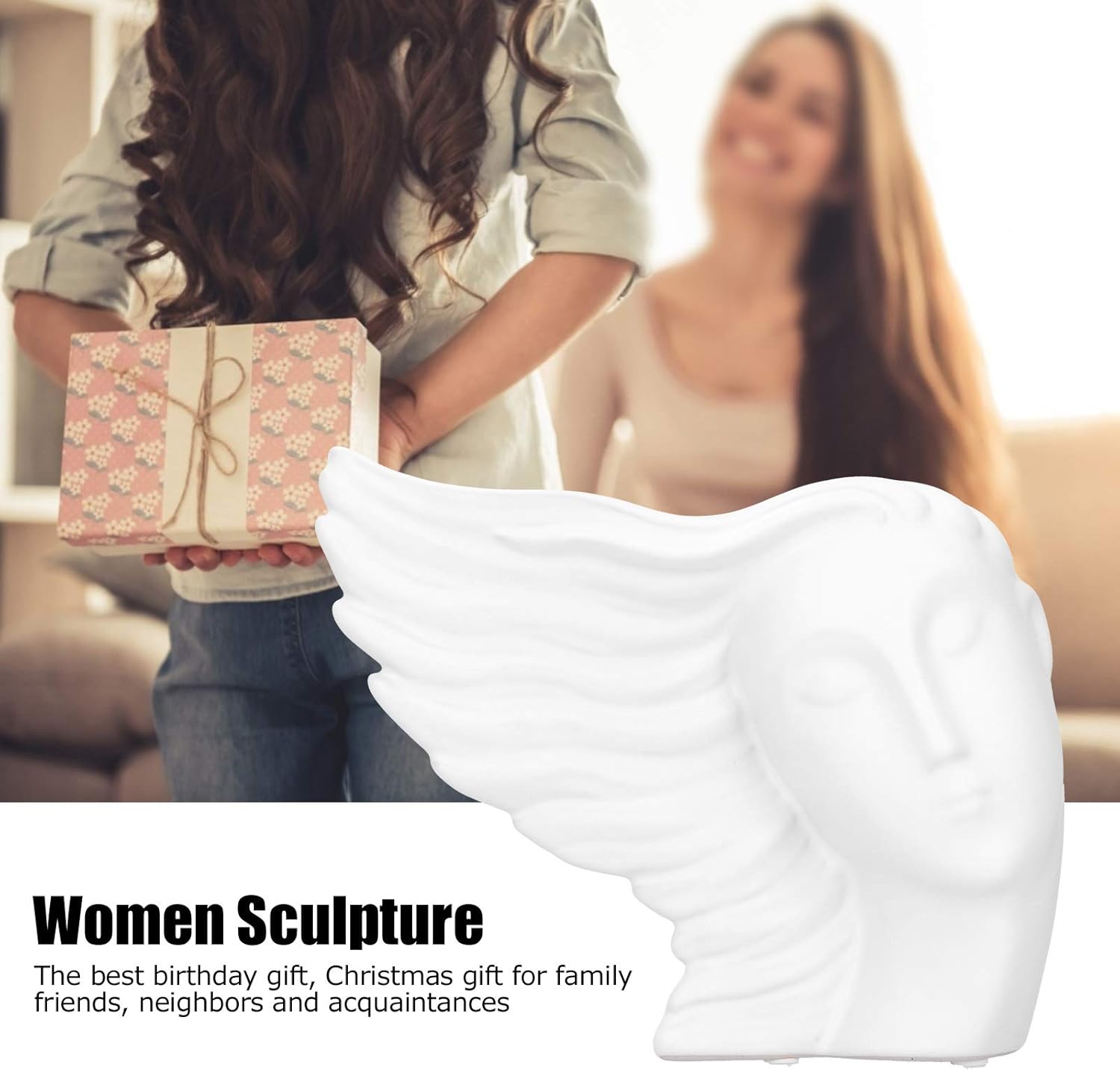 Women Head Sculpture 85x37x67in Ceramic Decor Statue