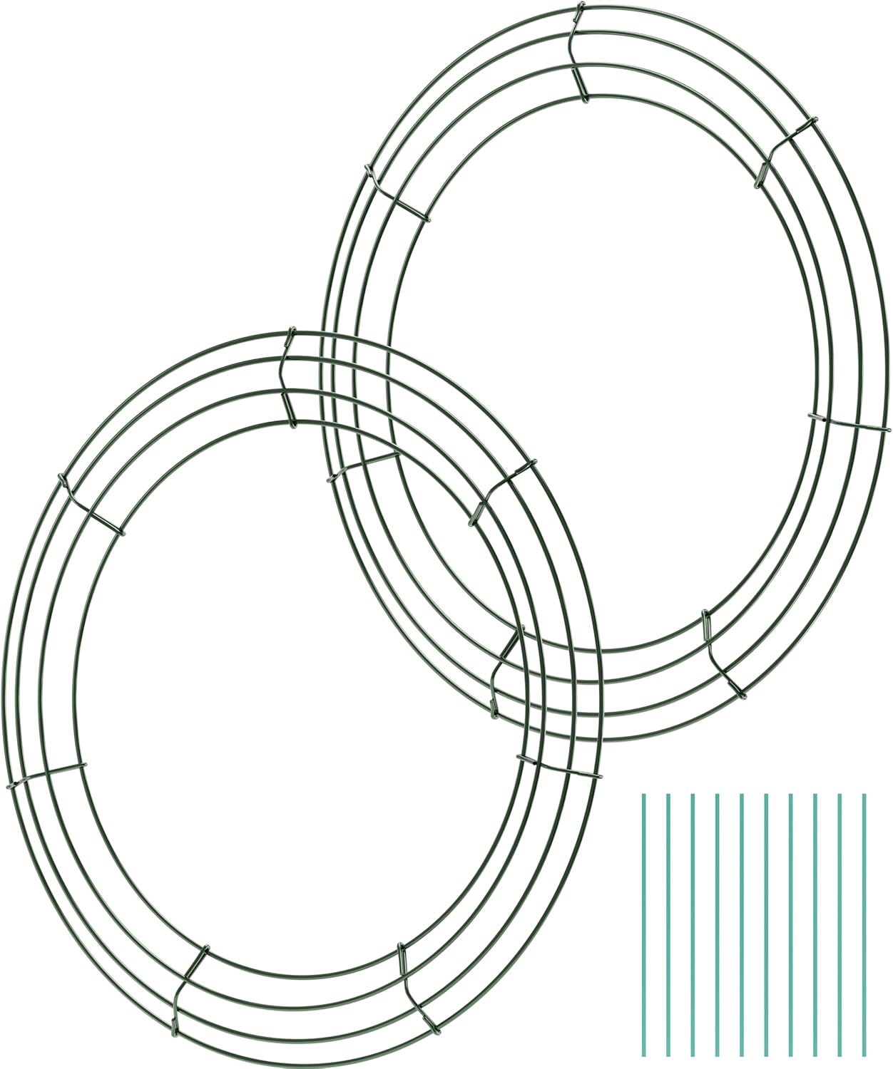 2-Pack 14 Inch Dark Green Wreath Frame with 4 Hoops