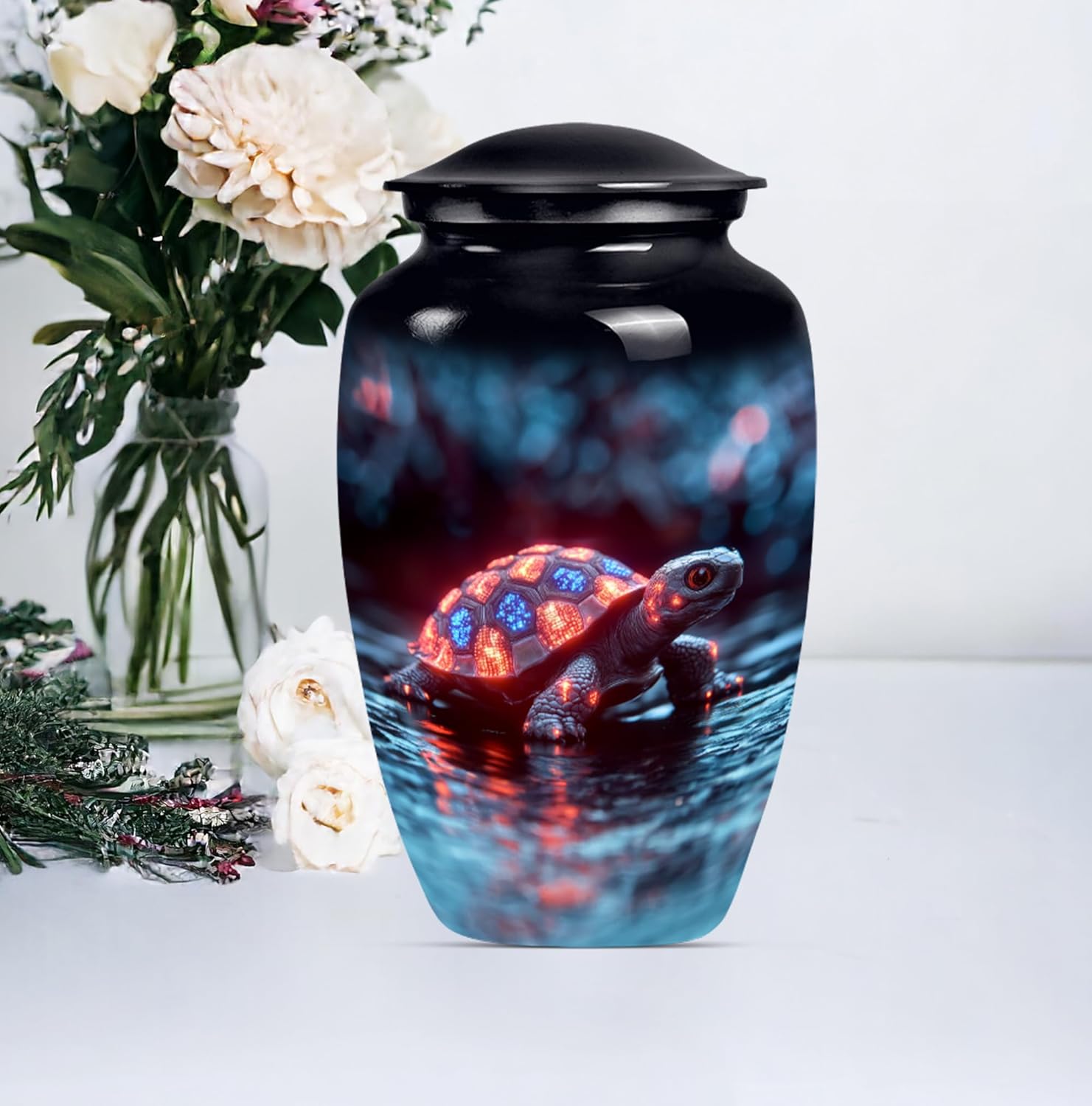 Elegant Blue Turtle Cremation Urn 10 Inch Set of 1