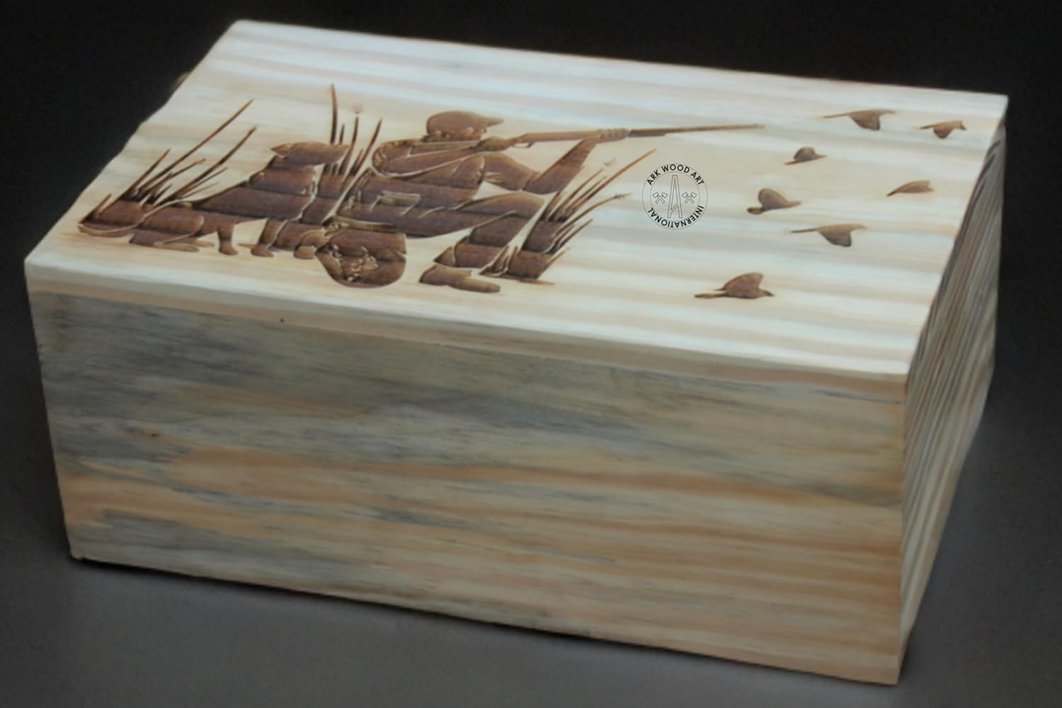 Hunting Dog Cremation Urn for Human Ashes Large - Handmade Wood