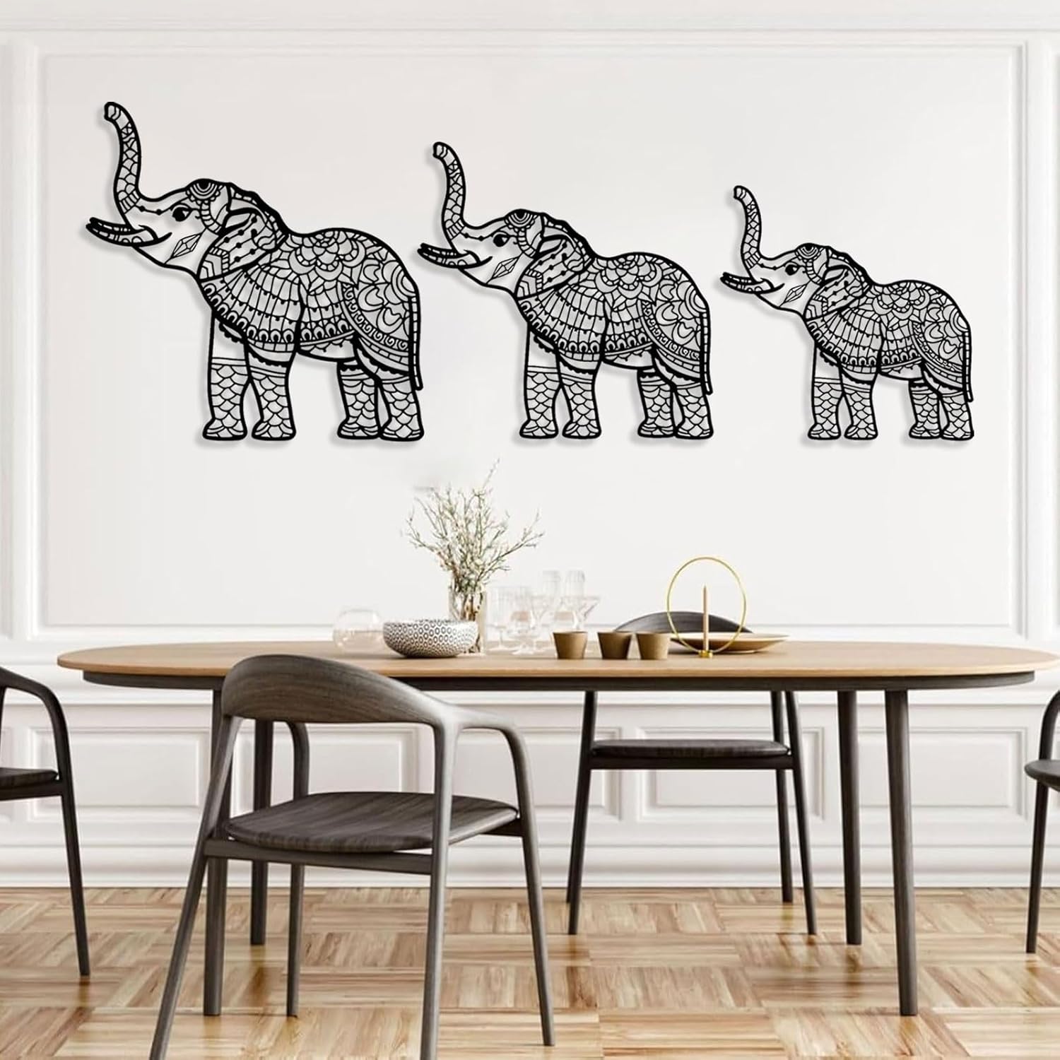 Cadeali Elephant Metal Wall Art Set of 3