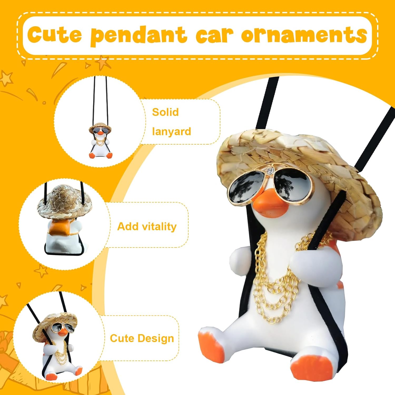 Cool Swinging Duck Hanging Ornament for Jeep Rear View Mirror