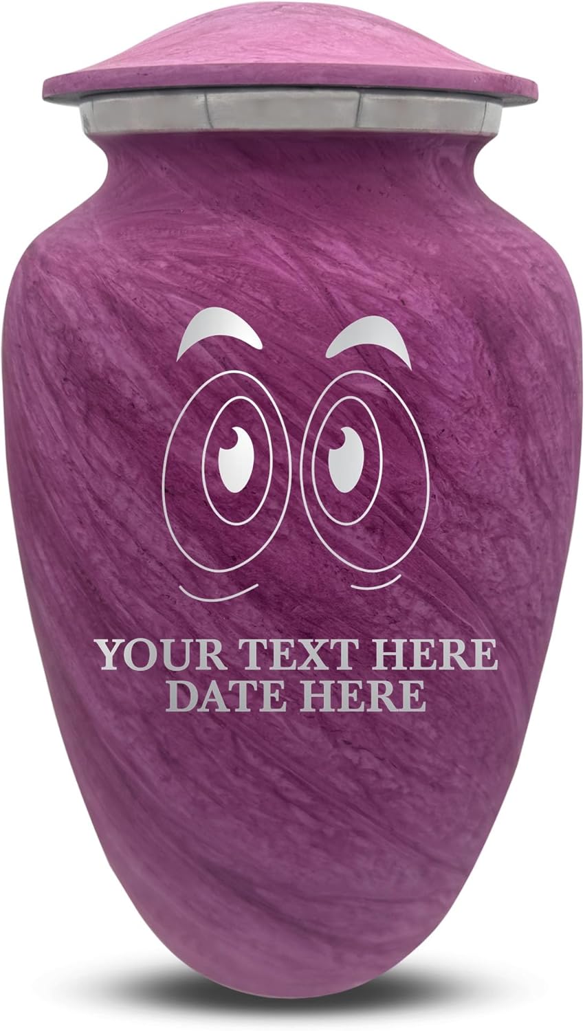 Custom Large Cremation Urn with Funny Eyes and Name - Pink
