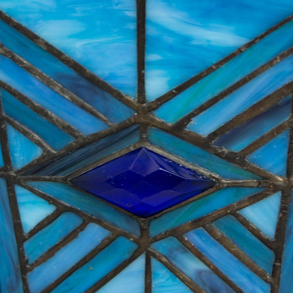 Mission Style Stained Glass Cremation Urn - Large Blue