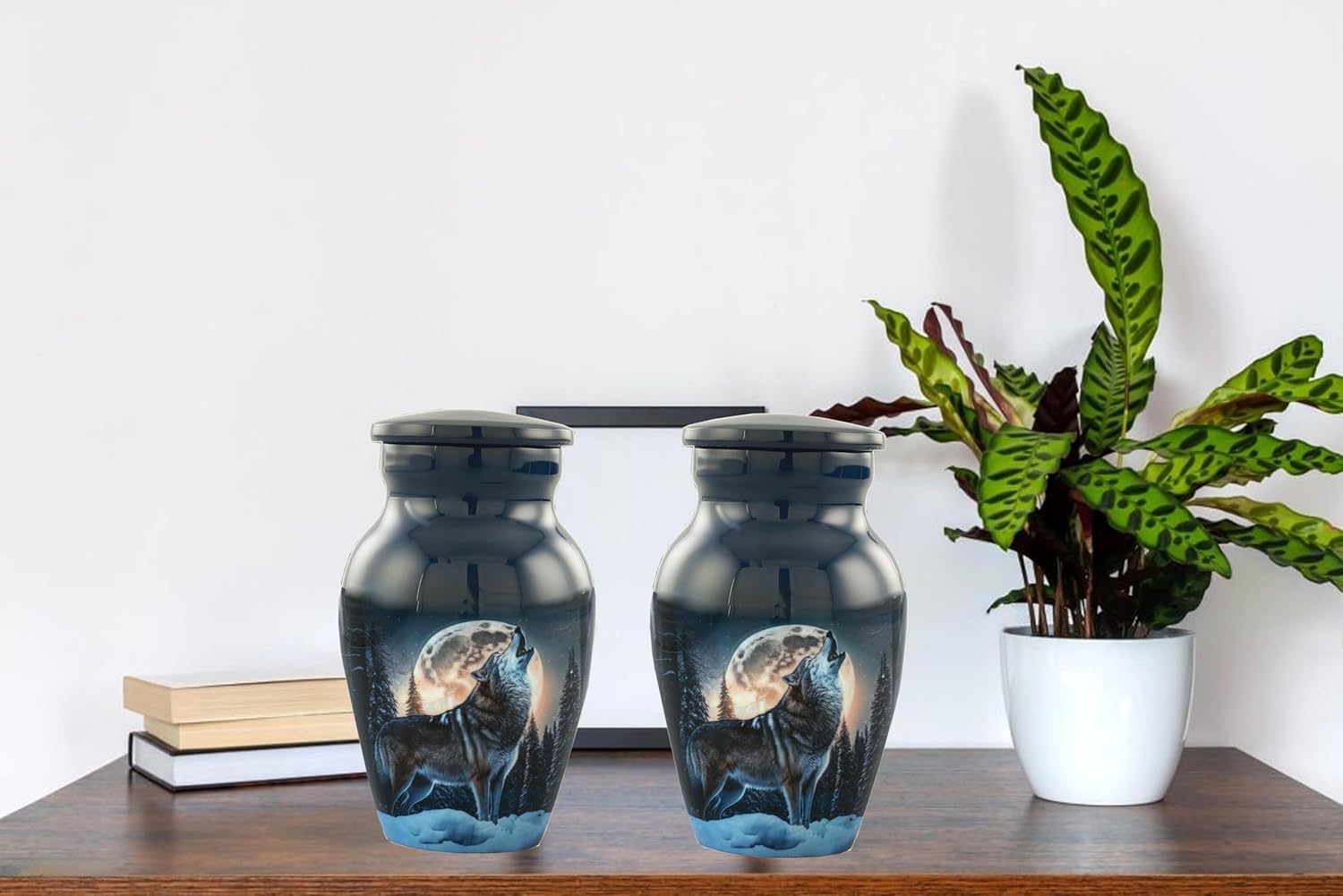 Midnight Wolves Mini Urn Set - 2 Cremation Urns for Ashes