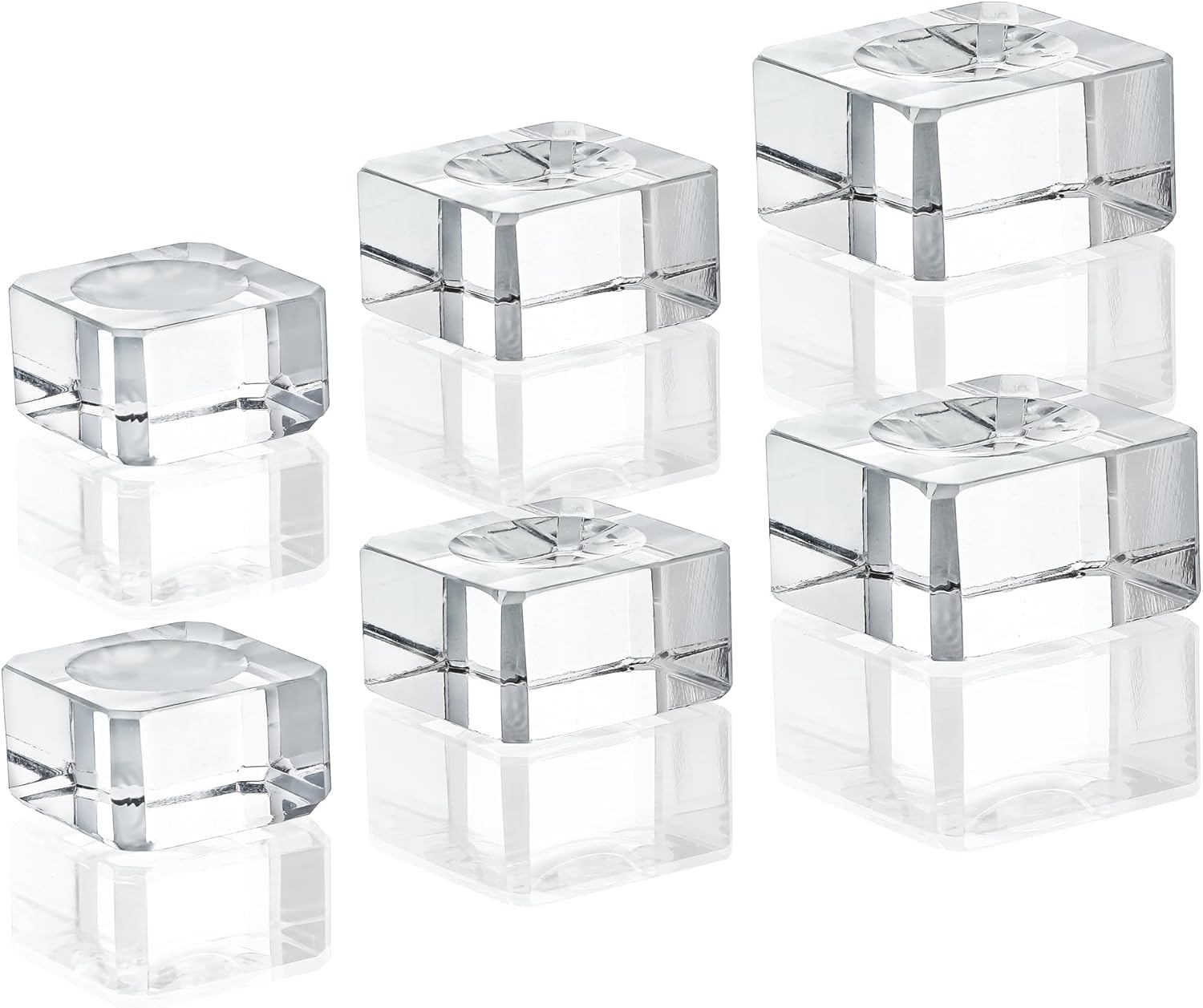 ZEERSHEE 6 Pack Square Crystal Display Bases for 3D Laser Balls