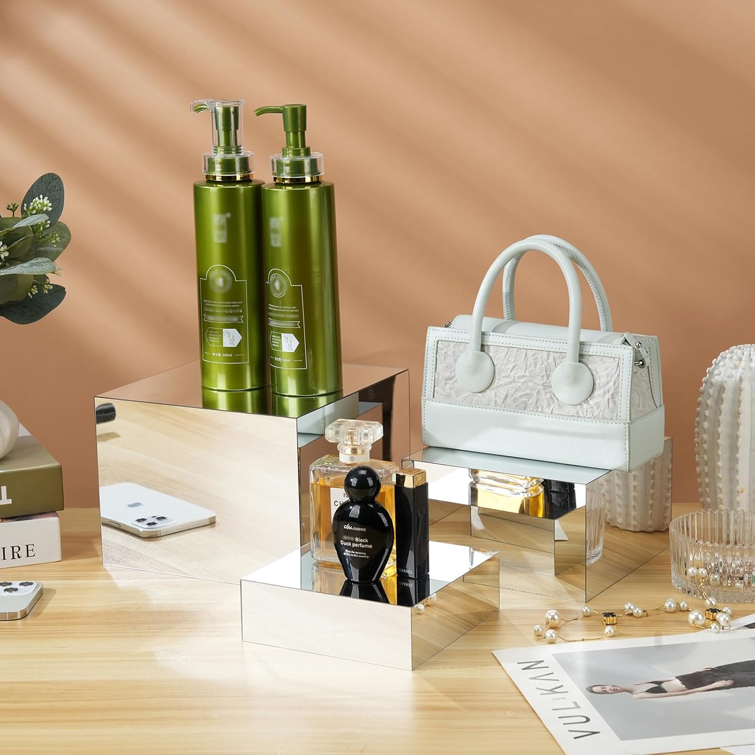6pcs Acrylic Mirror Display Riser Stand