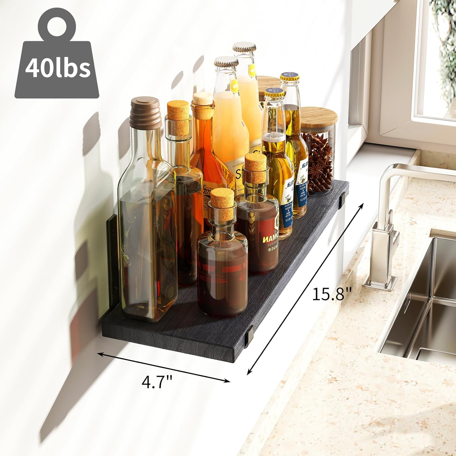 Fixwal Floating Shelves Set of 5 Black Wall Shelves