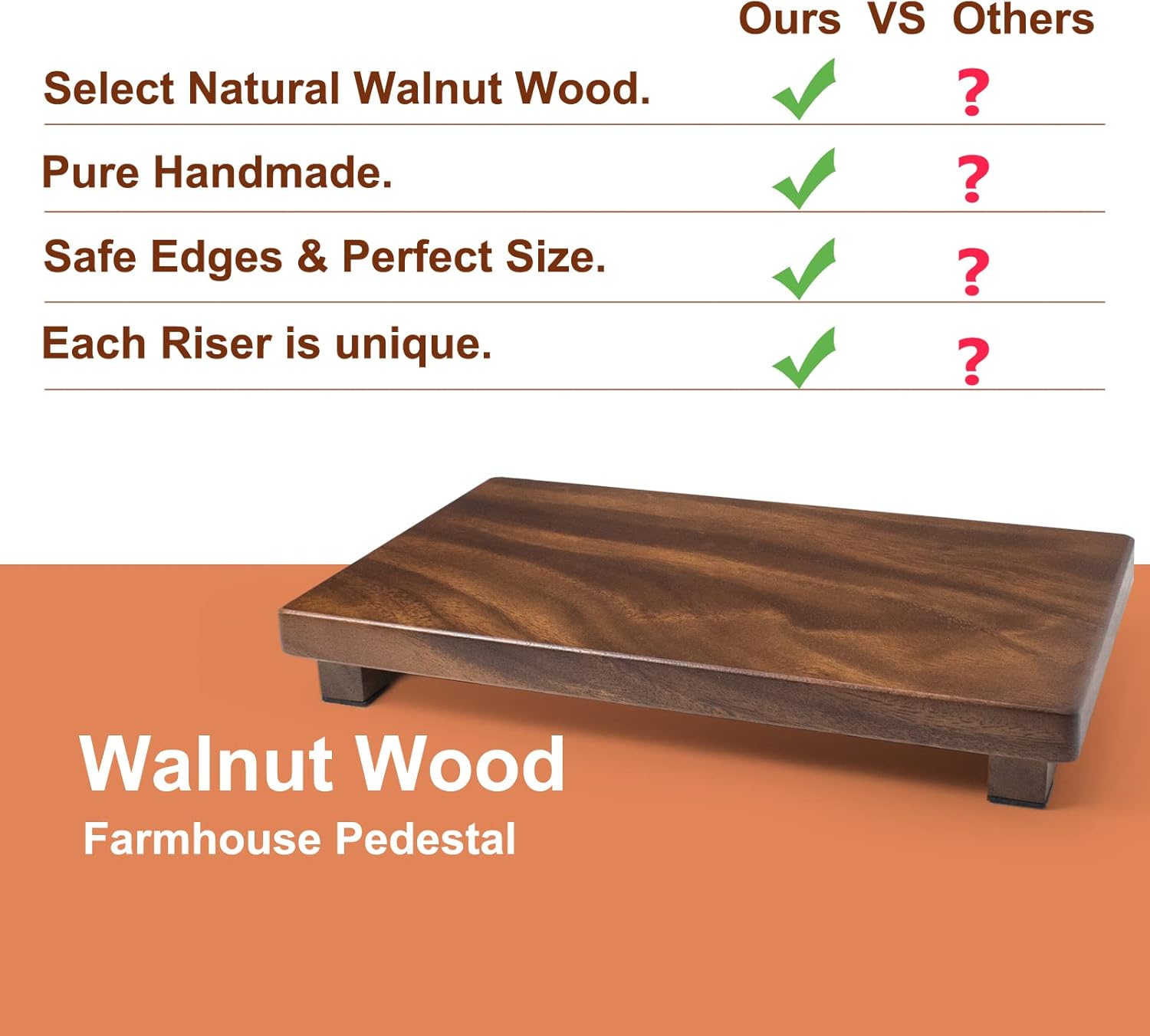 Kulusion Walnut Wooden Pedestal Stand for Kitchen Bathroom Decor
