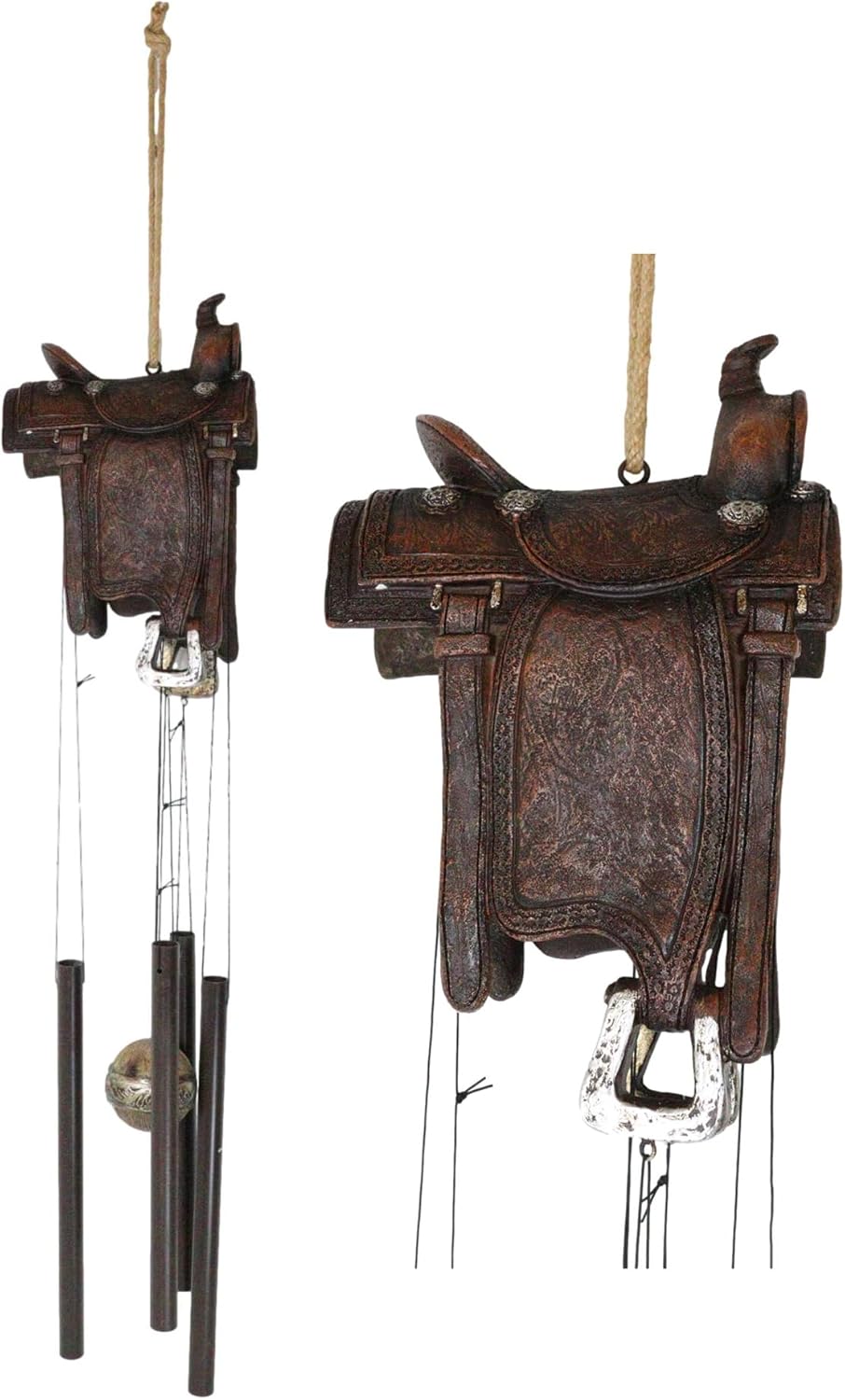Ebros Gift Rustic Horse Saddle Wind Chime Decor