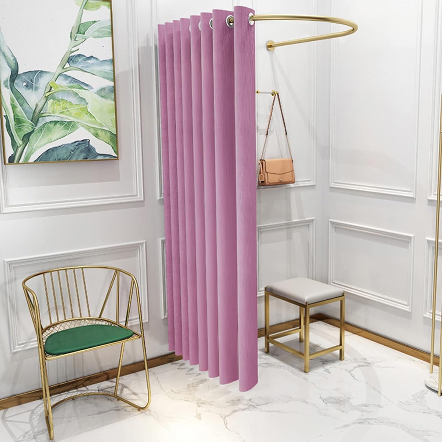 Light Purple C-Shaped Metal Portable Privacy Curtain