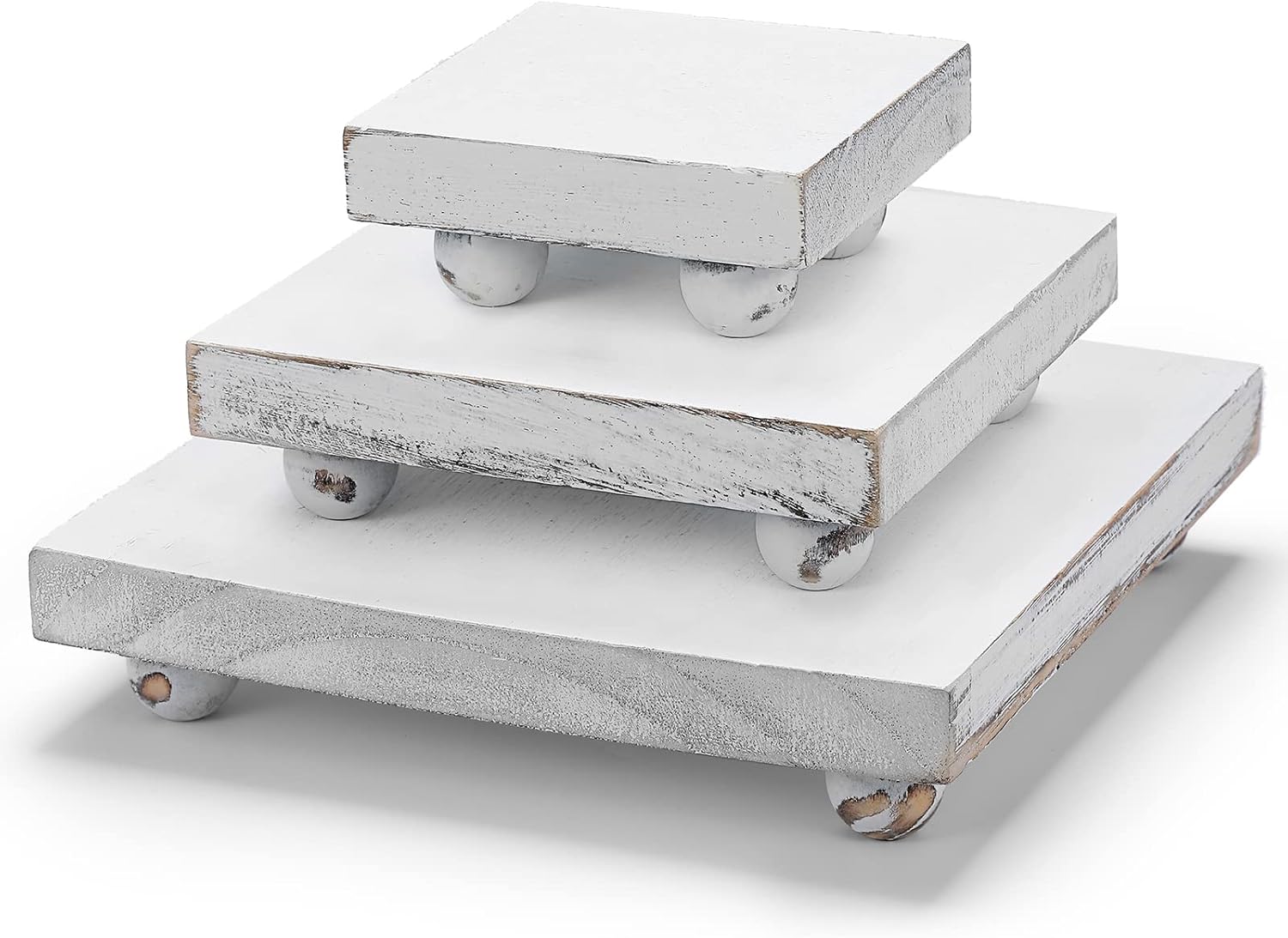 Chunful Set of 3 White Rustic Wooden Risers