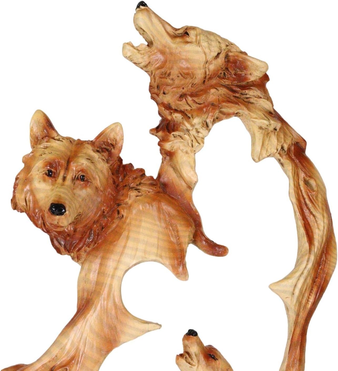Ebros Gift Nature Rustic Faux Wood Howling Wolf Family Sculpture