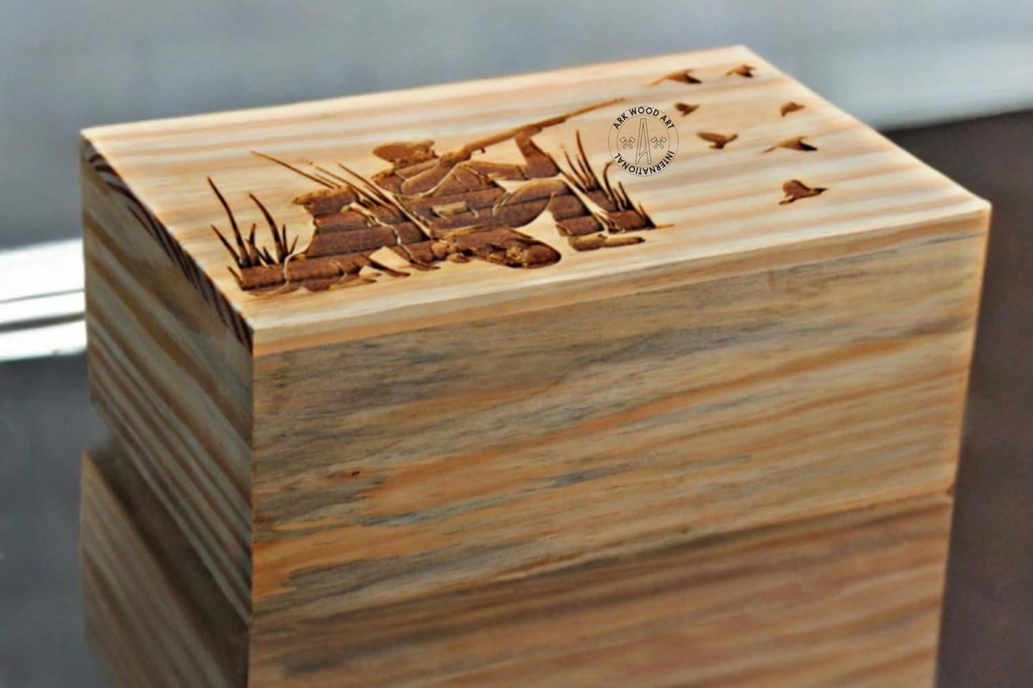 Hunting Dog Cremation Urn for Human Ashes Large - Handmade Wood