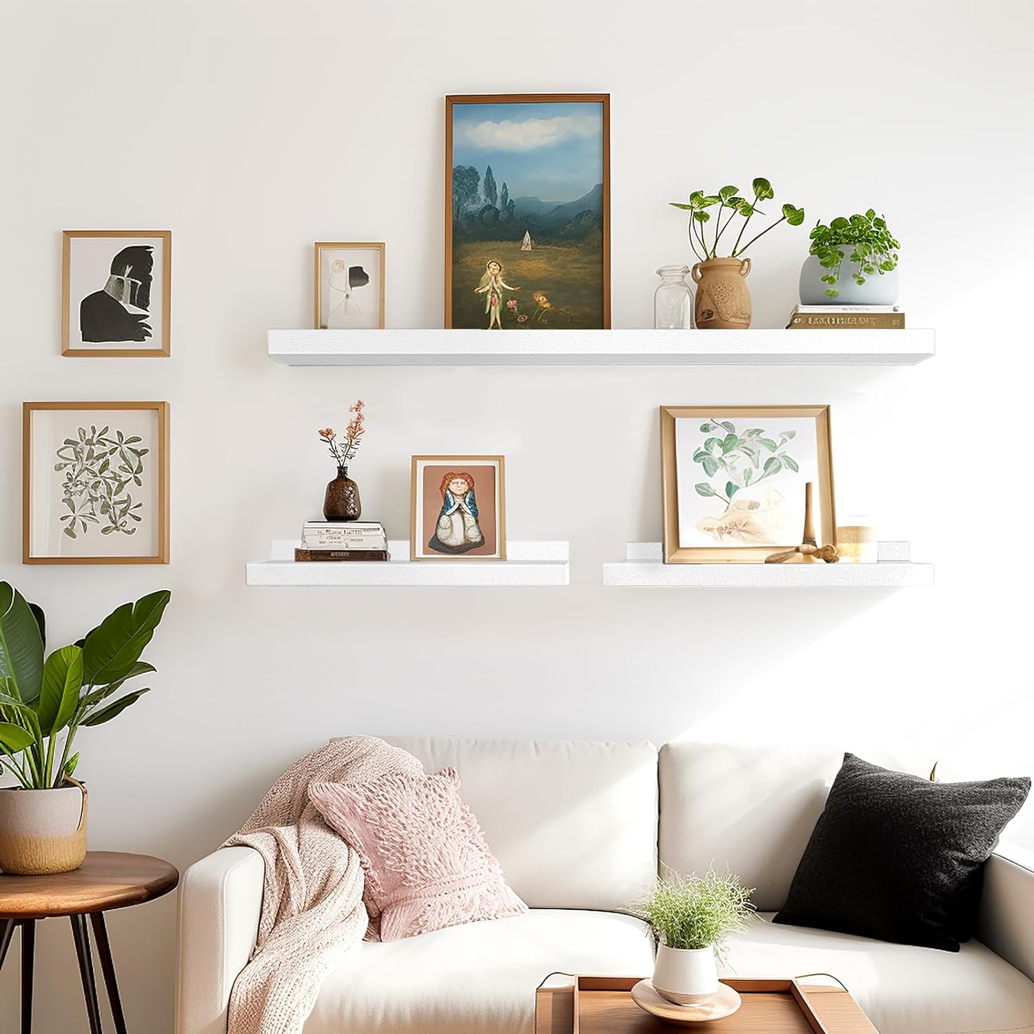 LaVie Home Floating Shelves Set of 4 White 156 Inch Wall Shelves