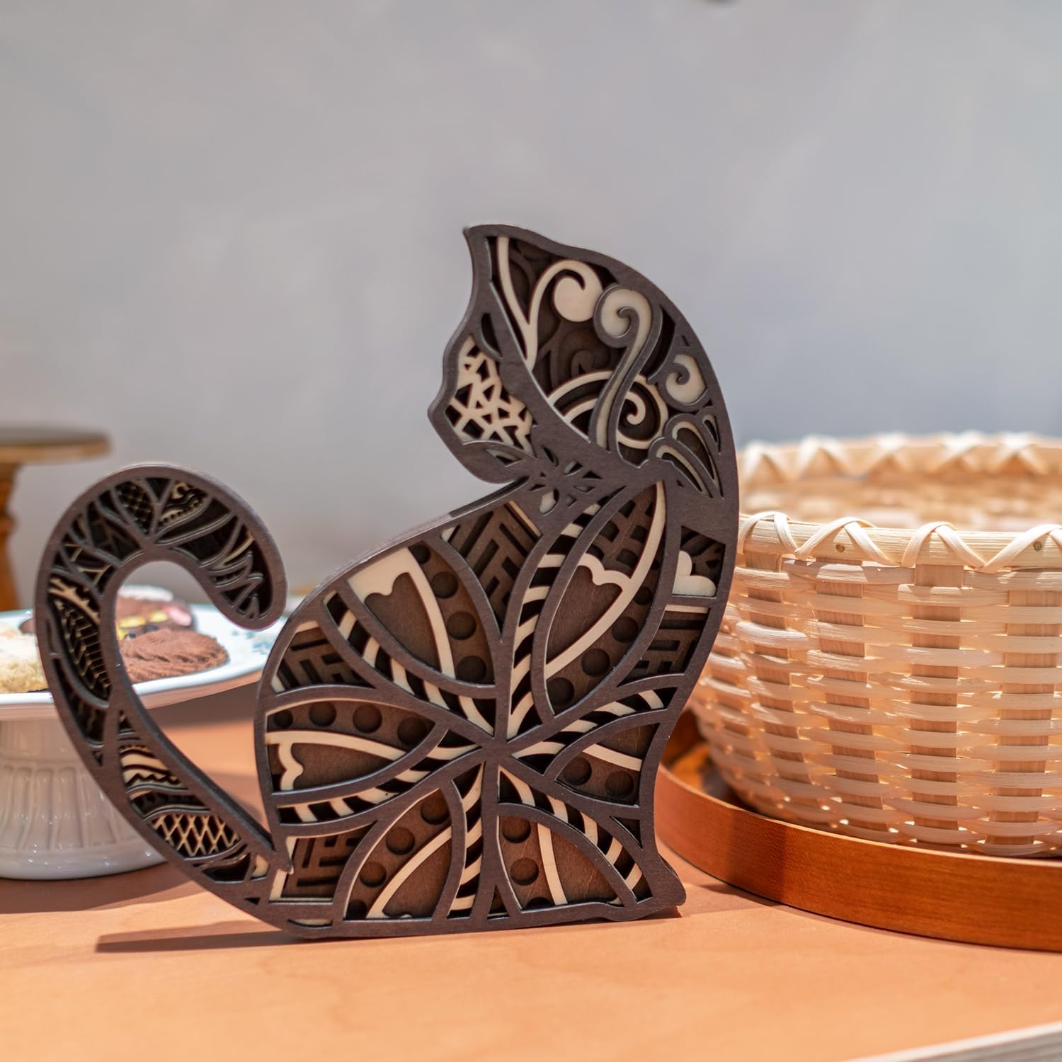 INSOVITA Wooden Cat Decor Wall Art 8 Inches Tall