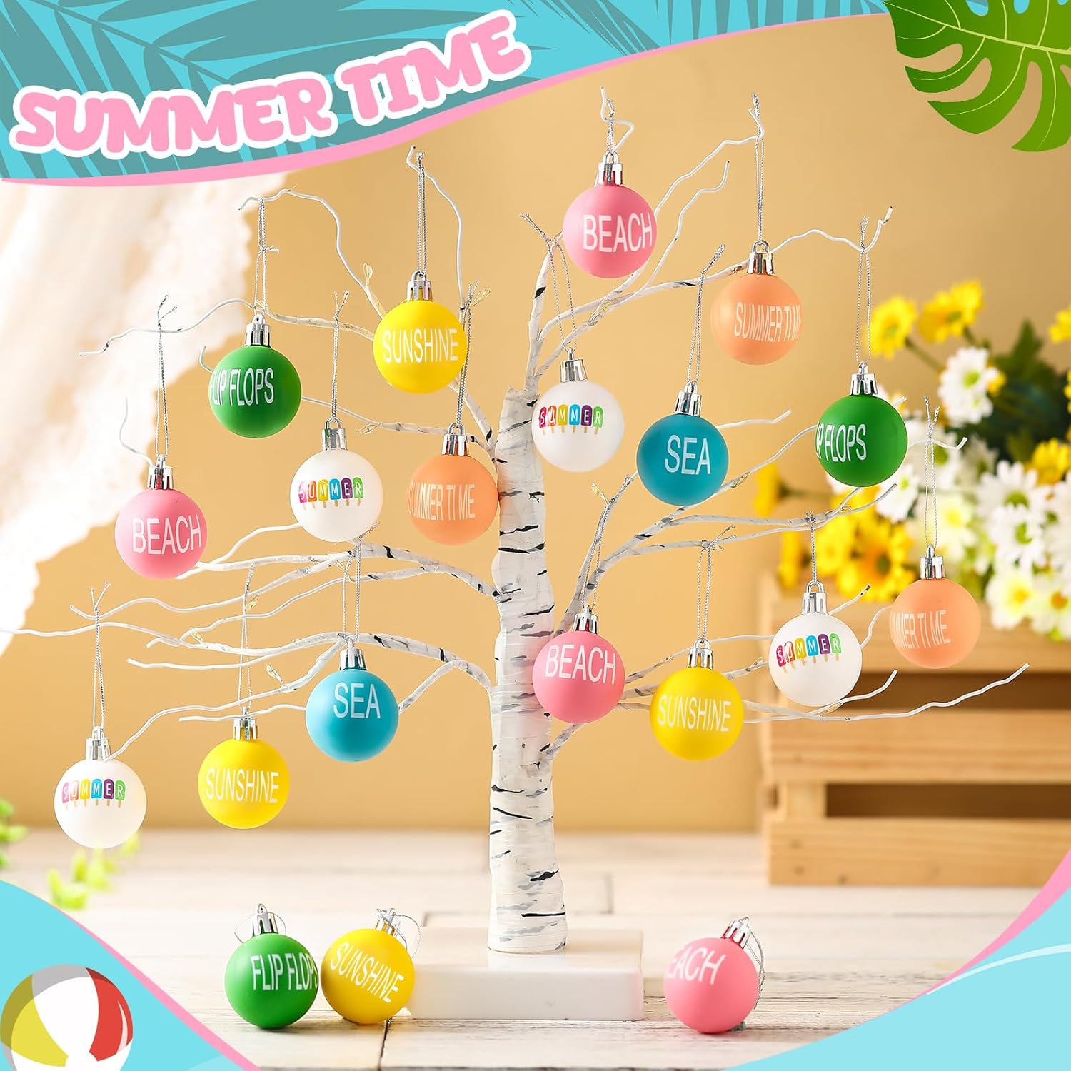 Barydat 24 Pcs Summer Sunflower Hanging Ornaments Tree Decor