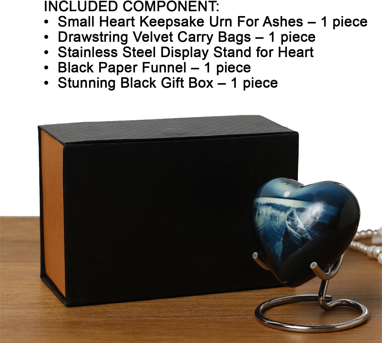 Small Heart Urns for Ashes - Complete Memorial Set