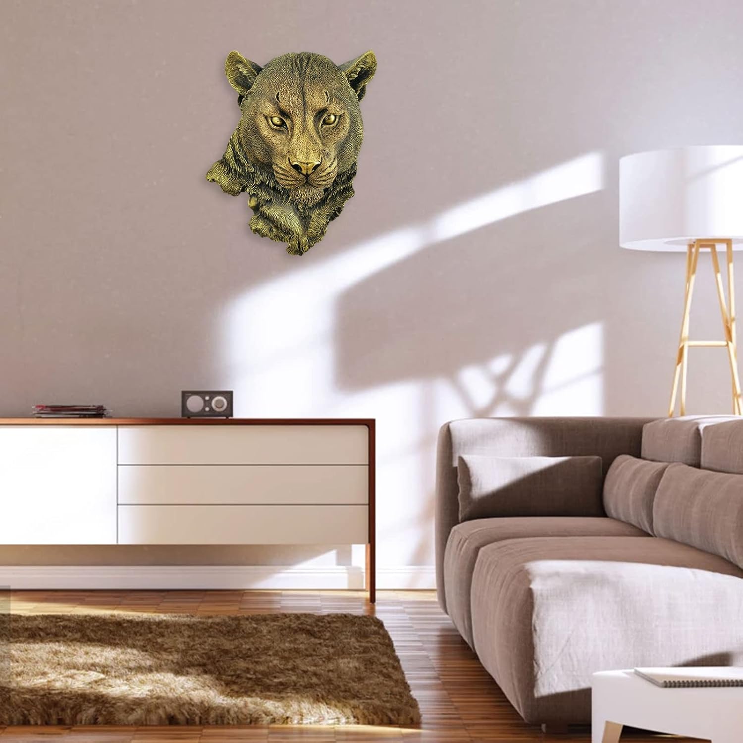 Leopard Head Wall Sculpture Durable Resin Animal Decor