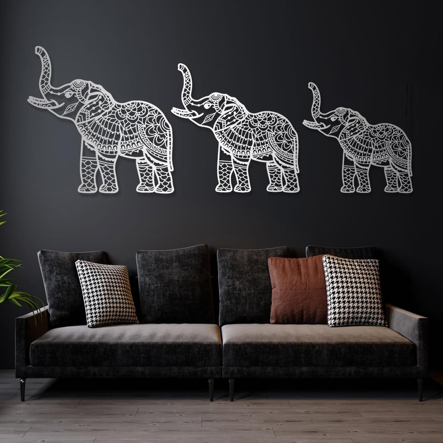Cadeali Elephant Metal Wall Art Set of 3