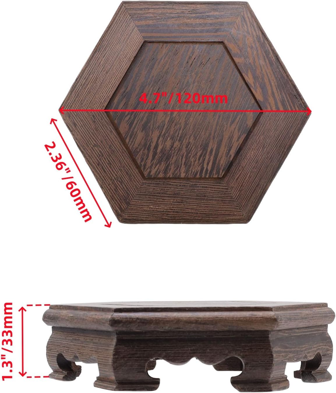 Traditional Craft Wooden Display Stand Hex Pedestal