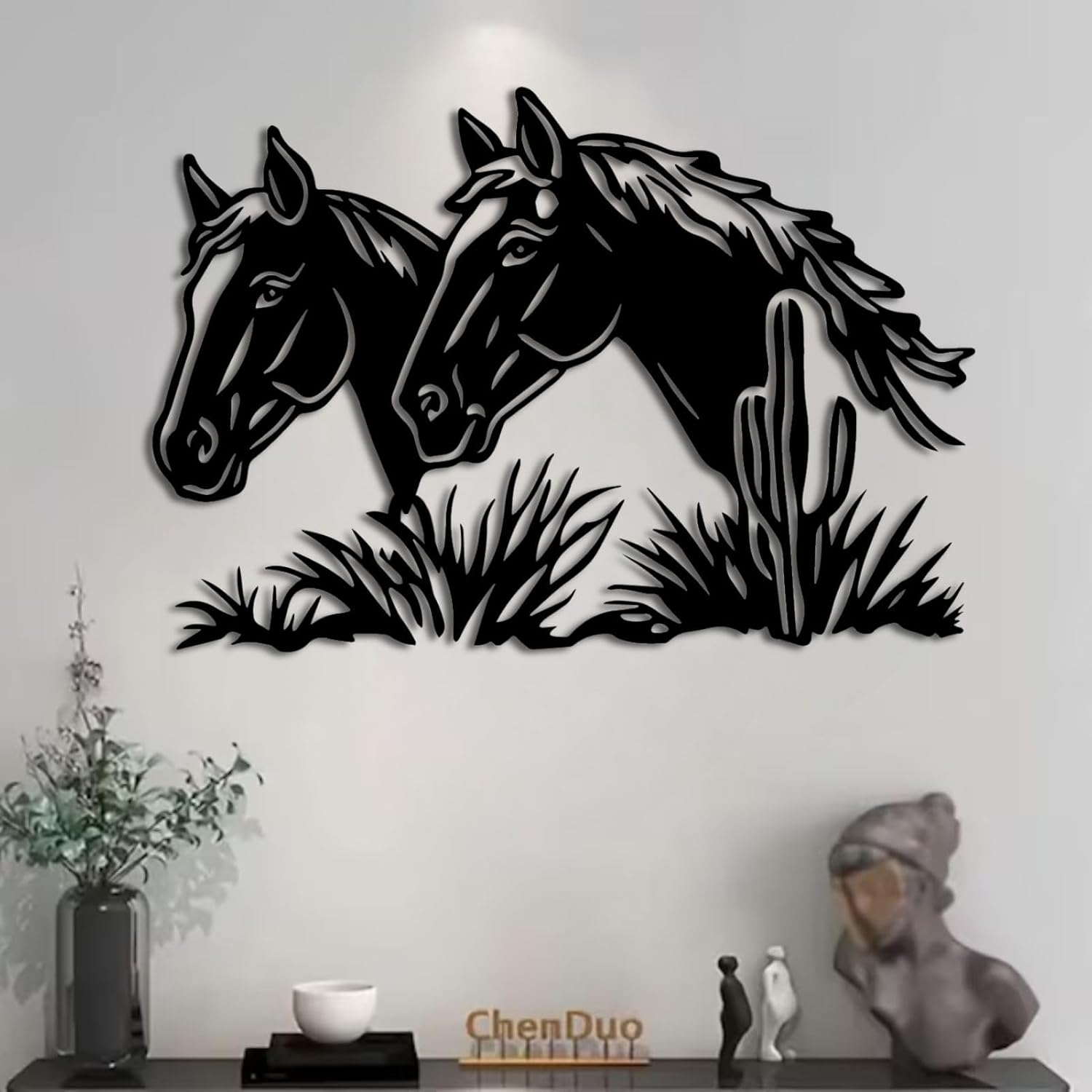 ENJOYOO Metal Horse Wall Art Sculpture 24x16in