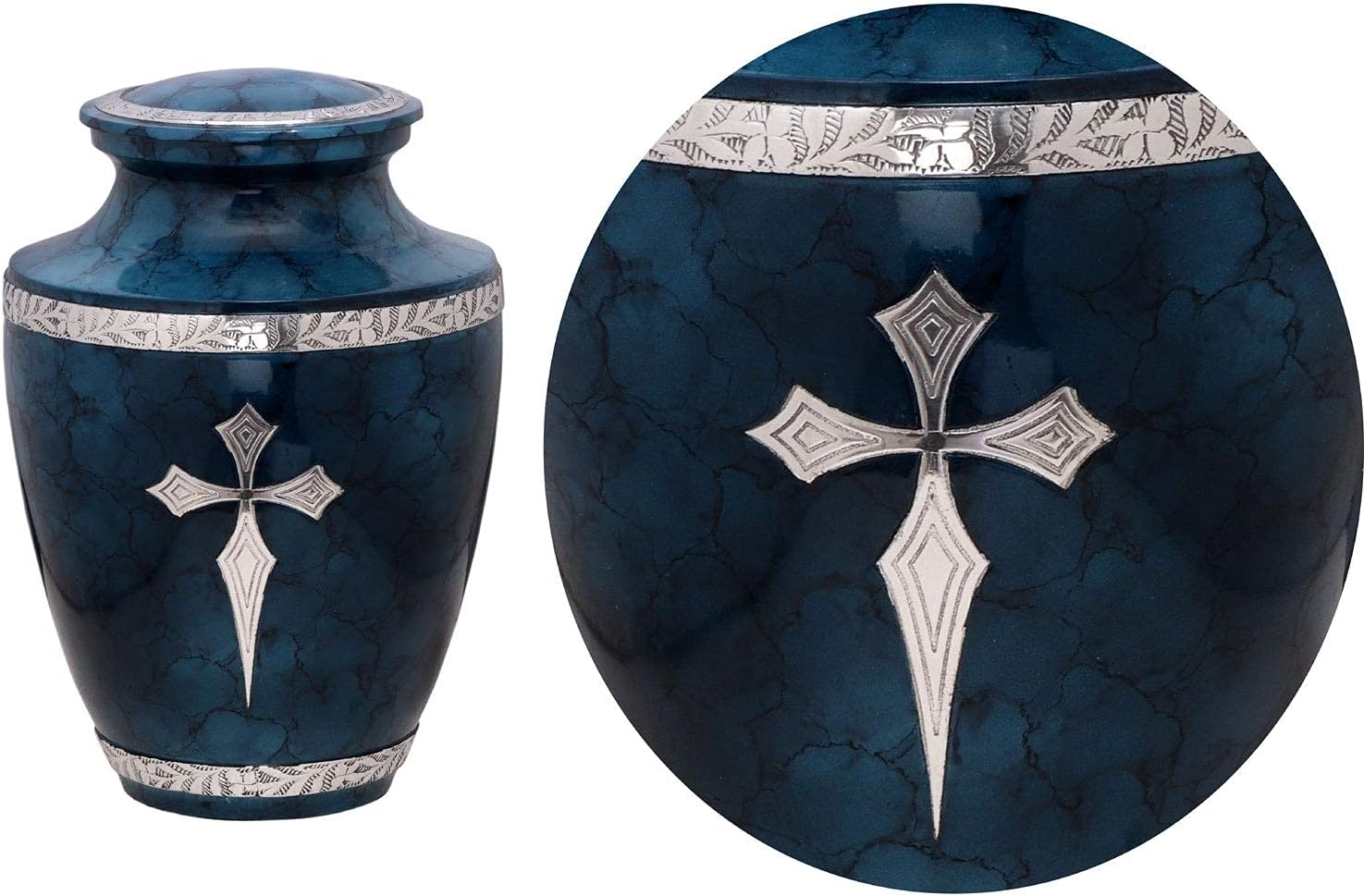 BOLD DIVINE Elite Cross Blue Cloud Cremation Urn