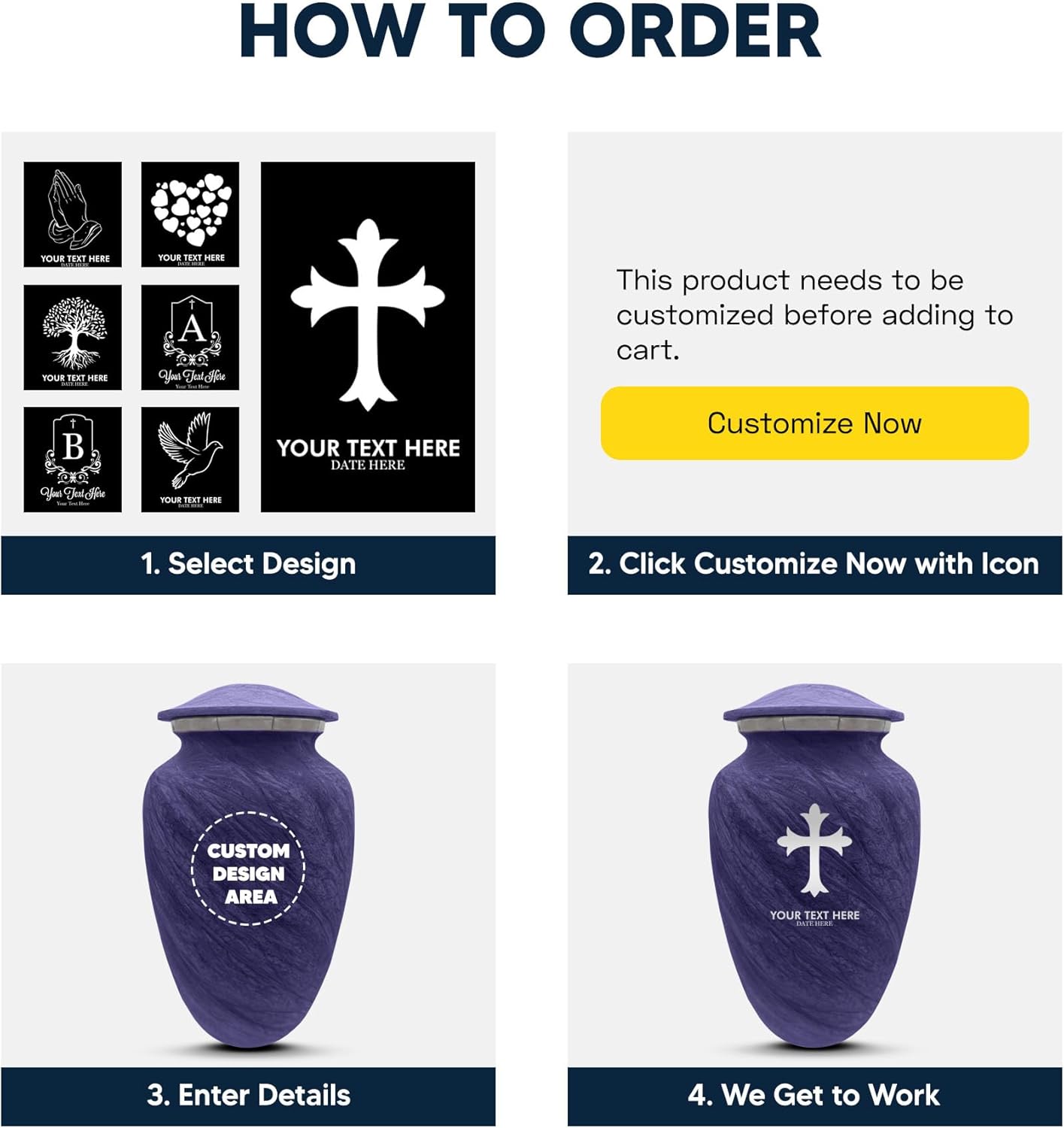 Custom Large Cremation Urn with Name and Game Over Design - Purple