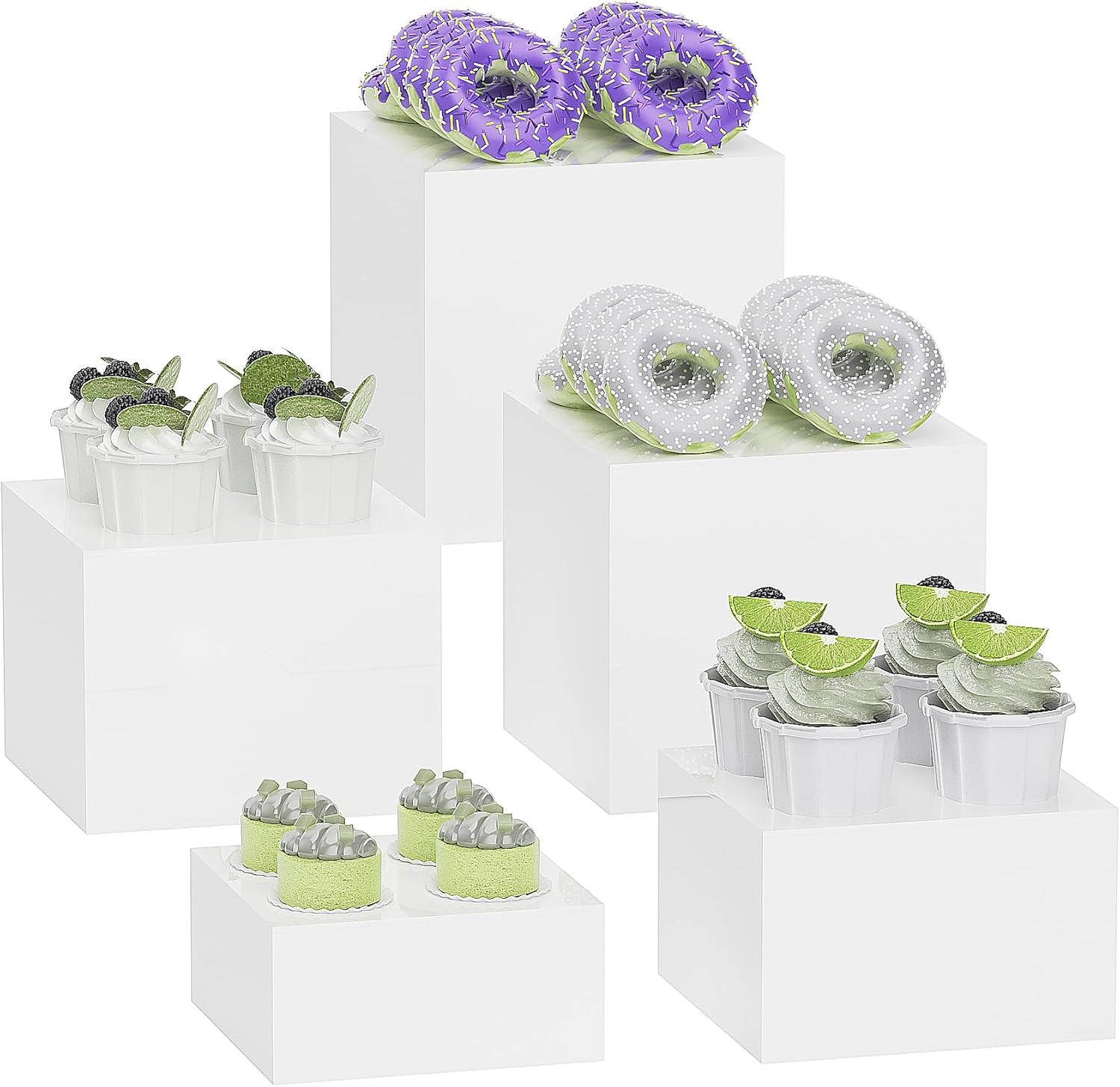 Extra Large White Acrylic Buffet Riser Set of 5