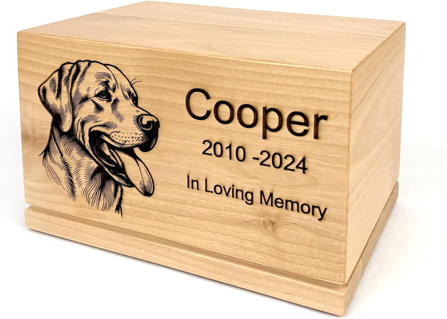 Pet Urn for Dogs and Cats Custom Laser Engraved Hardwood