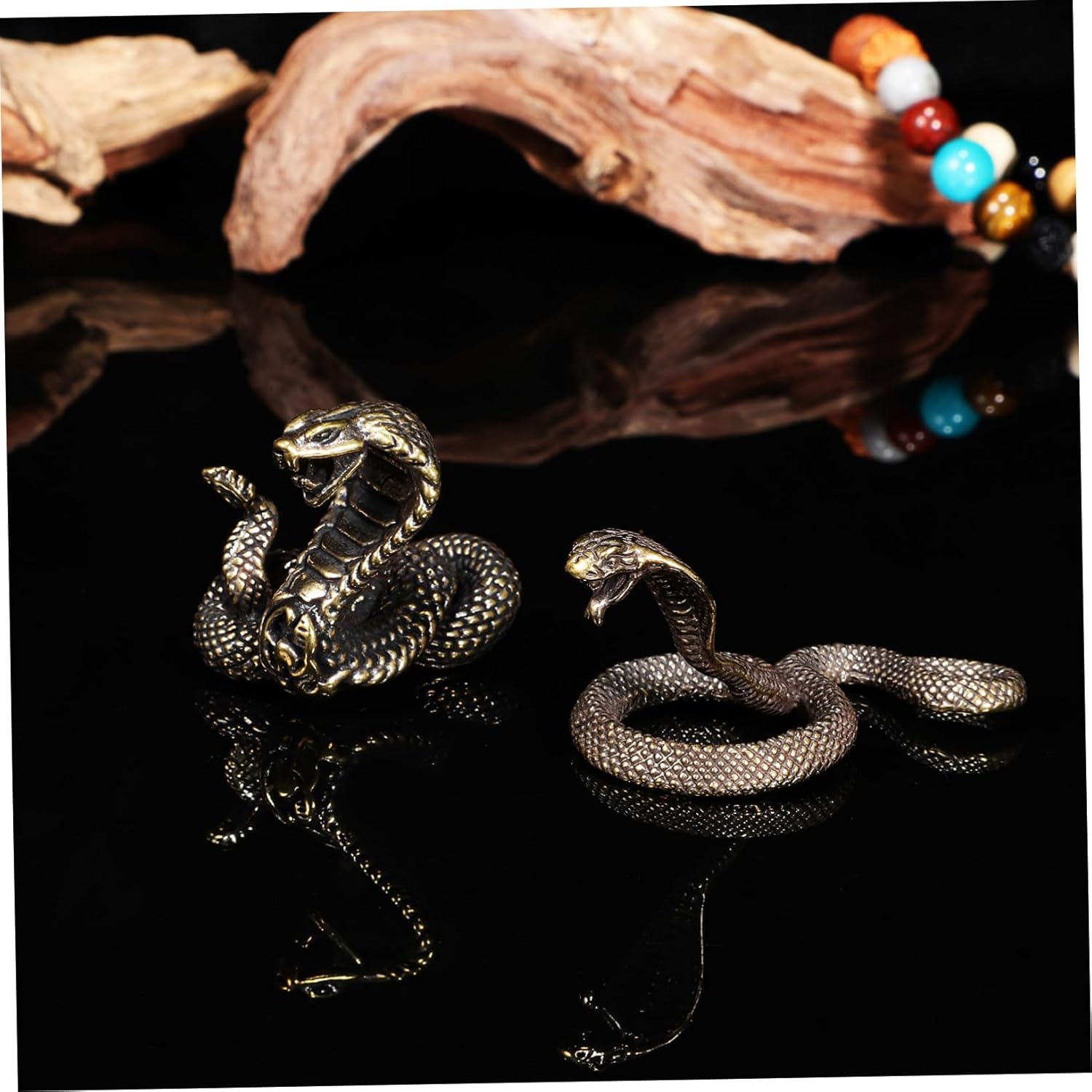 Wakauto 2pcs Brass Snake Figurine Realistic Decor