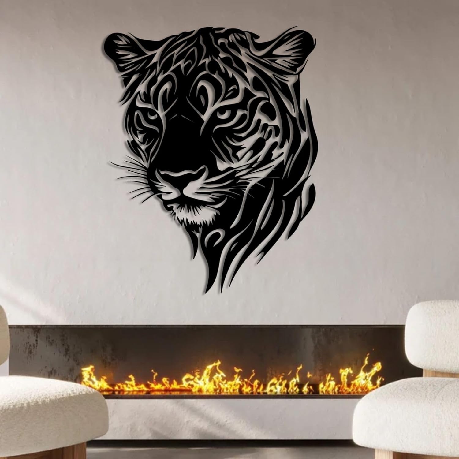 ENJOYOO Black Leopard Head Metal Wall Art 24x19in