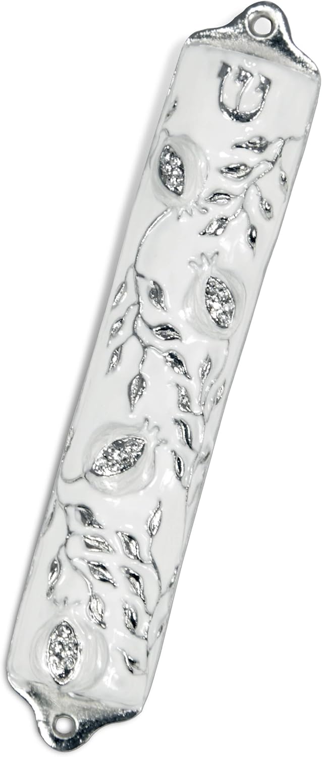 Mezuzah Case Pomegranate Tree Pewter 4 Inch Door Decor