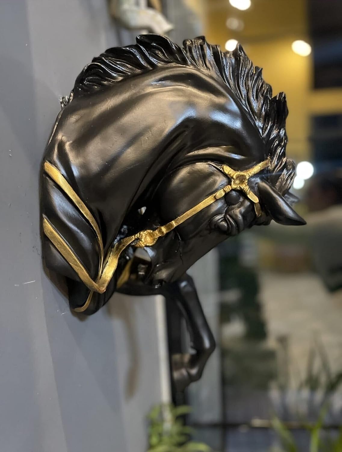 Large Horse Wall Sculpture 48cm Black