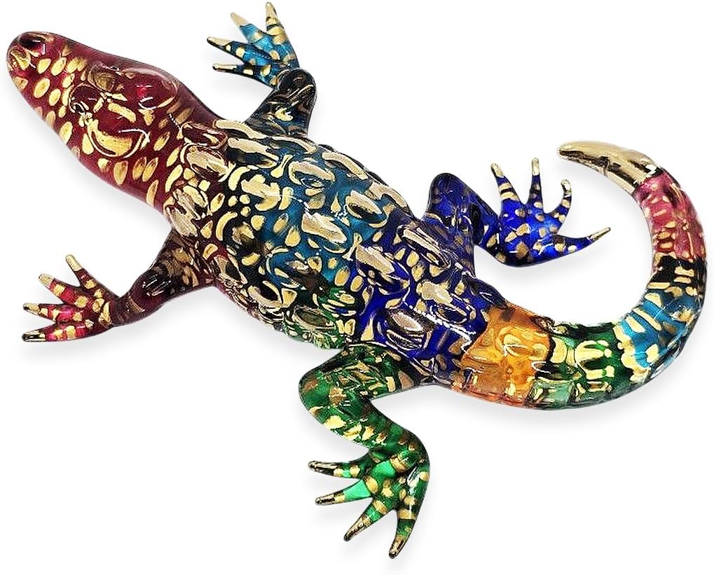 WitnyStore Tiny 5 Inch Rainbow Gold Dotted Crocodile Figurine