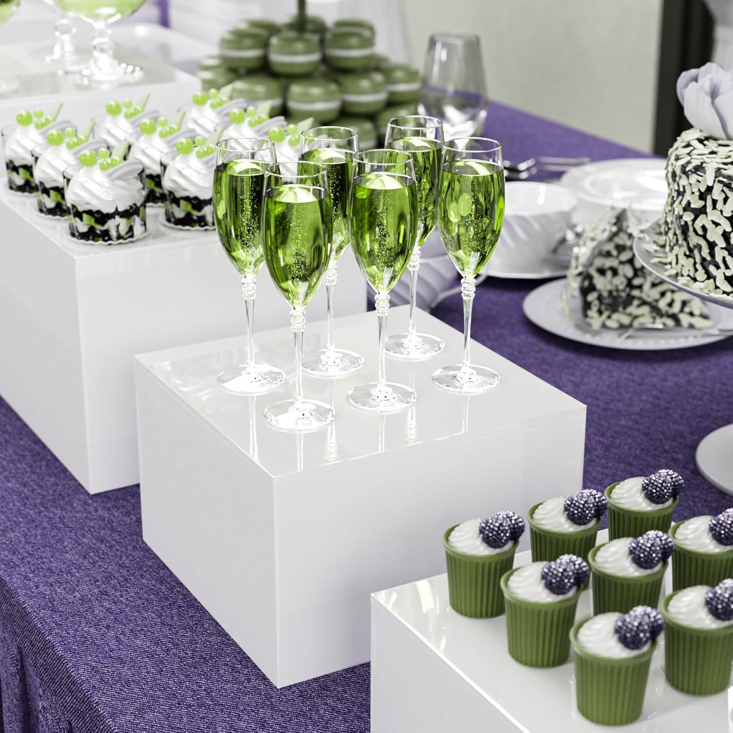 Extra Large White Acrylic Buffet Riser Set of 5