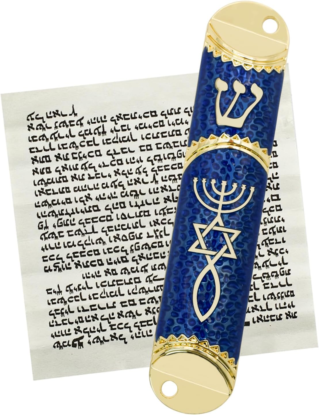 MrMrKura Blue Mezuzah with Scroll for Door Frame