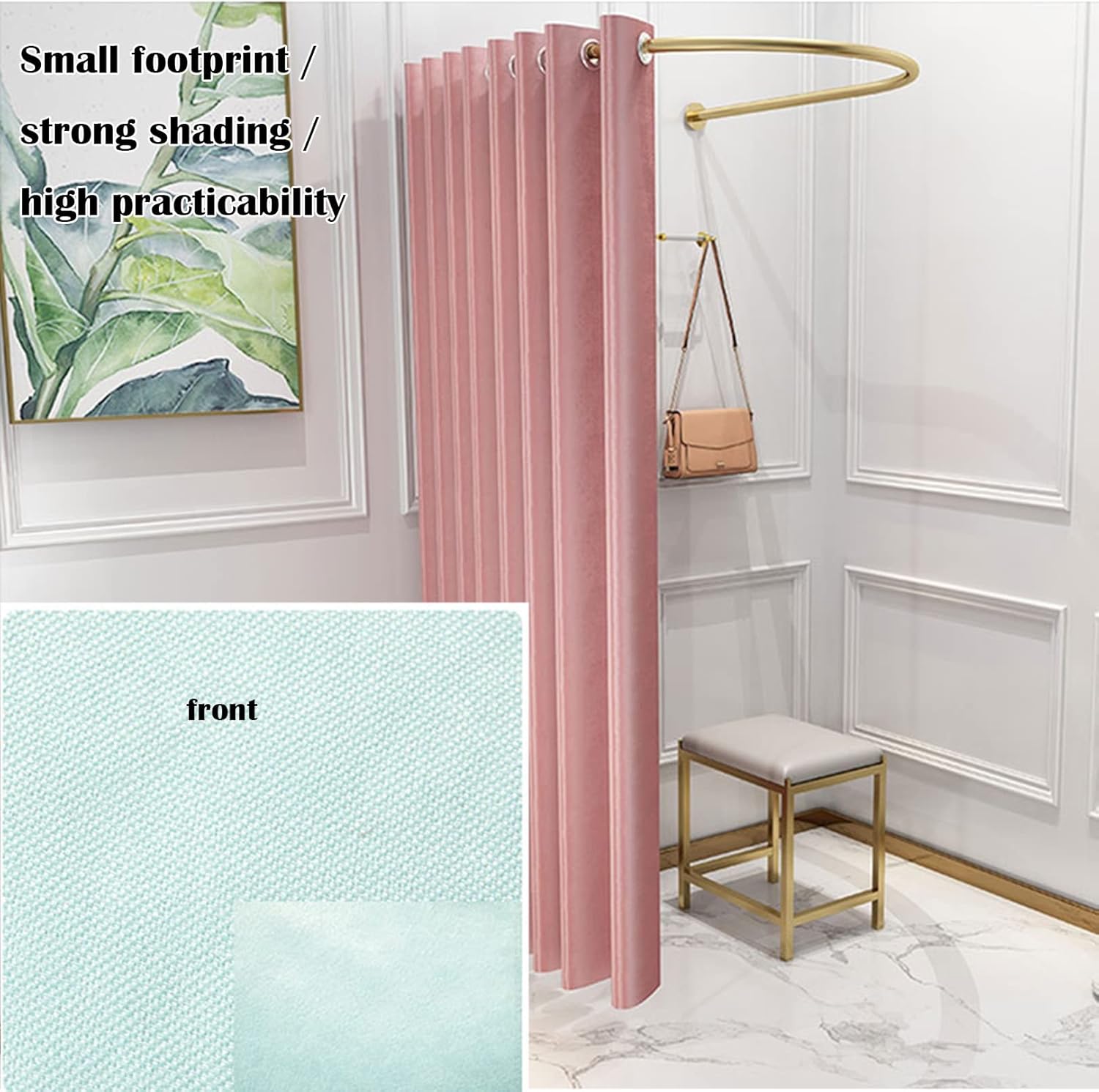 Light Purple C-Shaped Metal Portable Privacy Curtain
