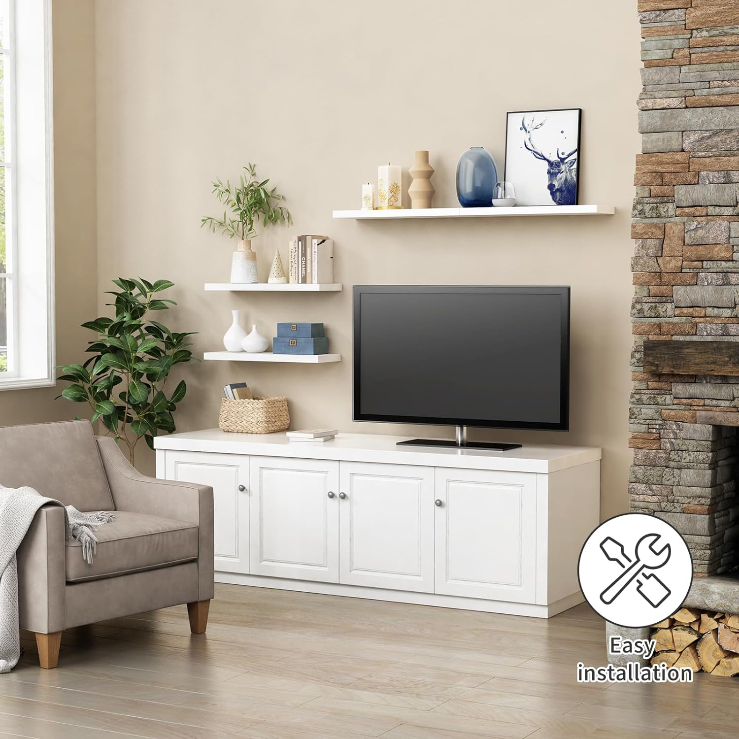 Forbena White Floating Shelves Set of 3