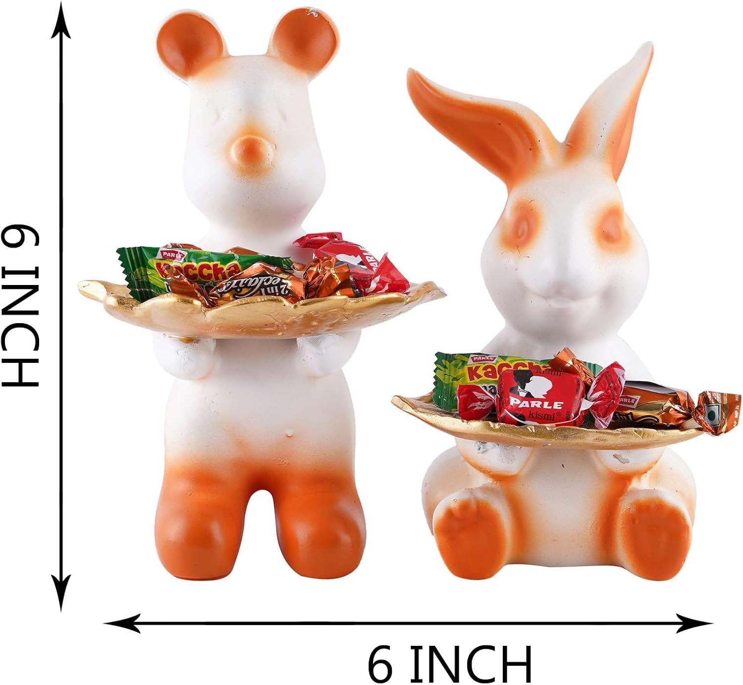 Seema Crafts Set of Two Decorative White Rabbit Statues