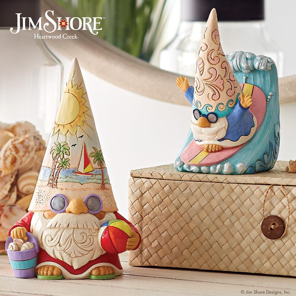 Enesco Heartwood Creek Coastal Gnome Figurine with Sunset and Beachball
