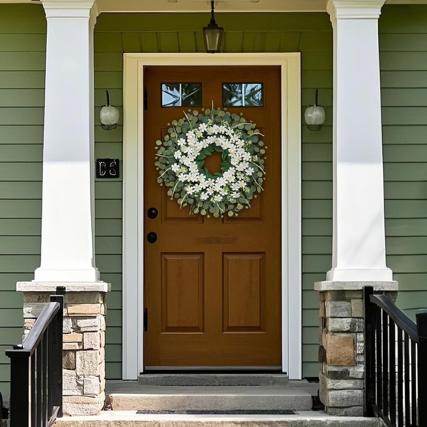 26 Inch Daisy Eucalyptus Wreath for Front Door