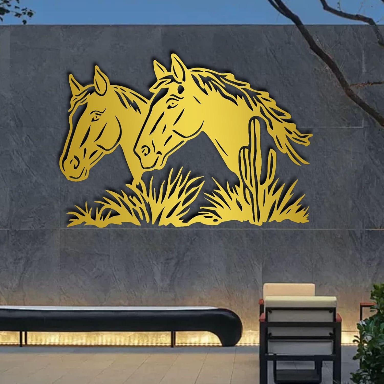ENJOYOO Metal Horse Wall Art Sculpture 24x16in