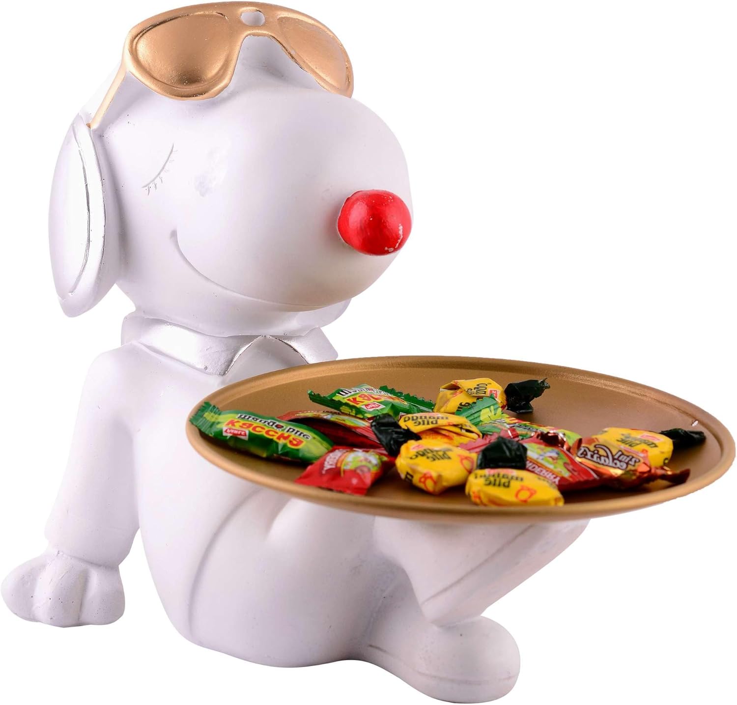 White Resin Dog Statue Home Decor 8 Inches