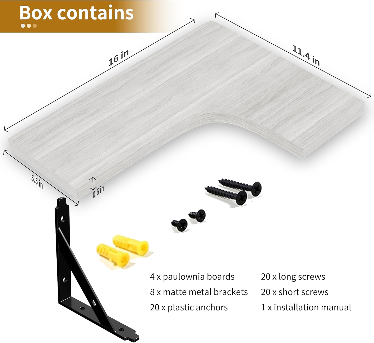 ROMGUAR CRAFT Corner Floating Shelves Set of 4 White