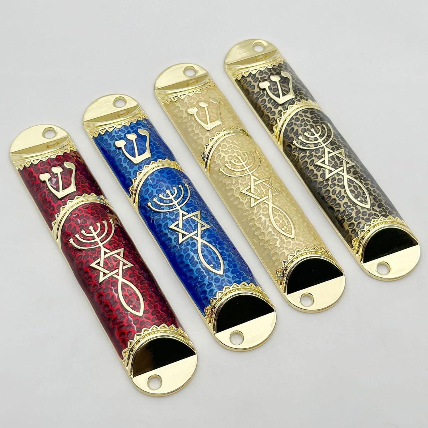 Sleek Door Mezuzah Cover in Red