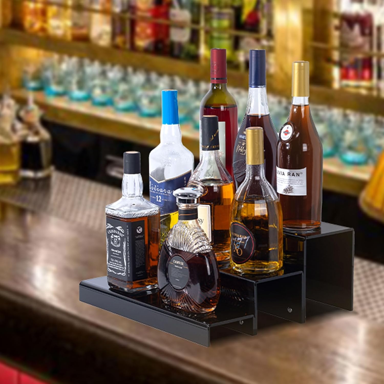 3 Tiers Bar Shelves for Liquor Bottles 15 Inch Display Stand