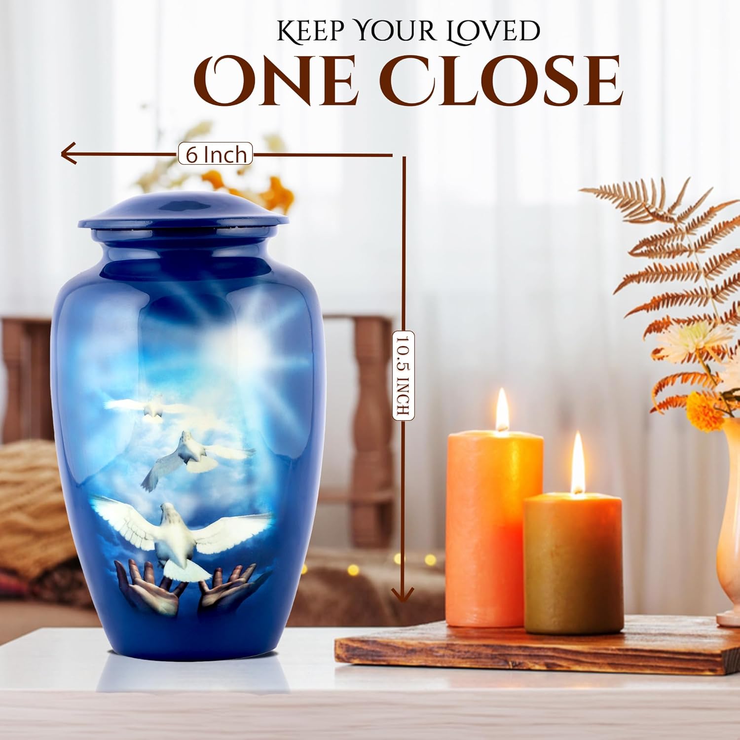 Blue Hummingbird Large Adult Cremation Urn